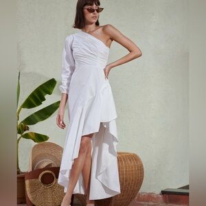 Anthropologie White One-Shoulder Dress
